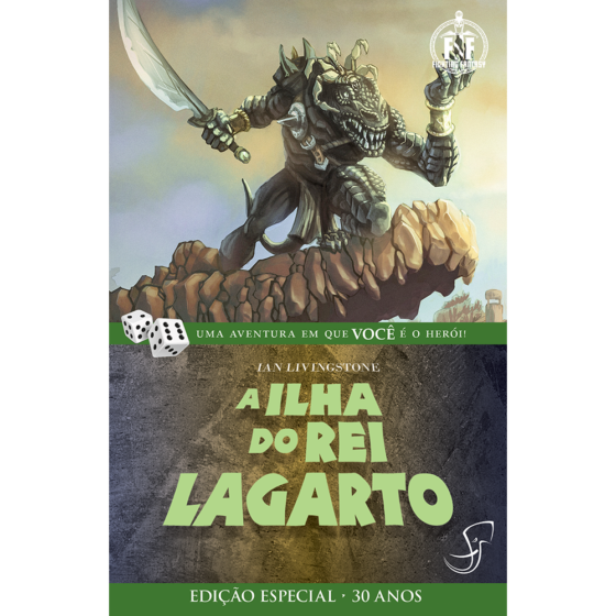 Capa do livro A Ilha do Rei Lagarto, décimo terceiro volume da série Fighting Fantasy.