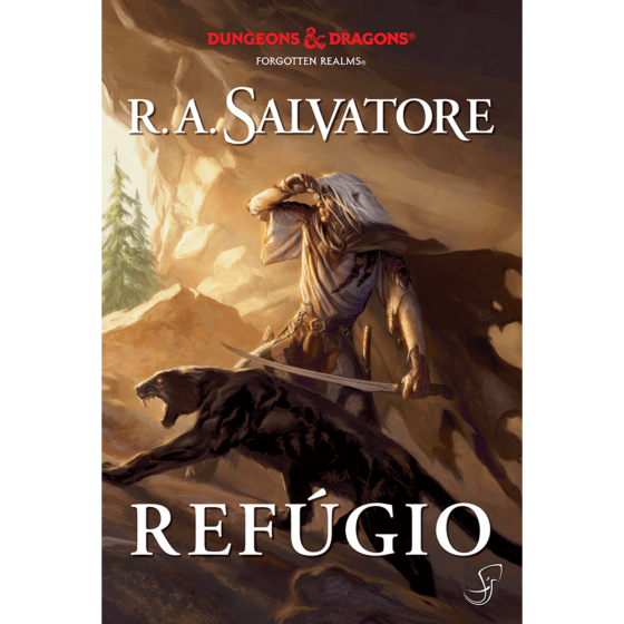 Capa de a lenda de Drizzt Refúgio, romances de D&D de R. A. Salvatore