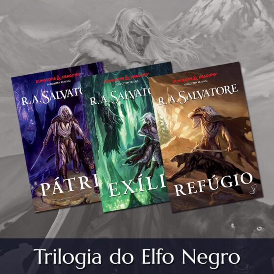 capa dos 3 livros da Trilogia do Elfo Negro de Drizzt