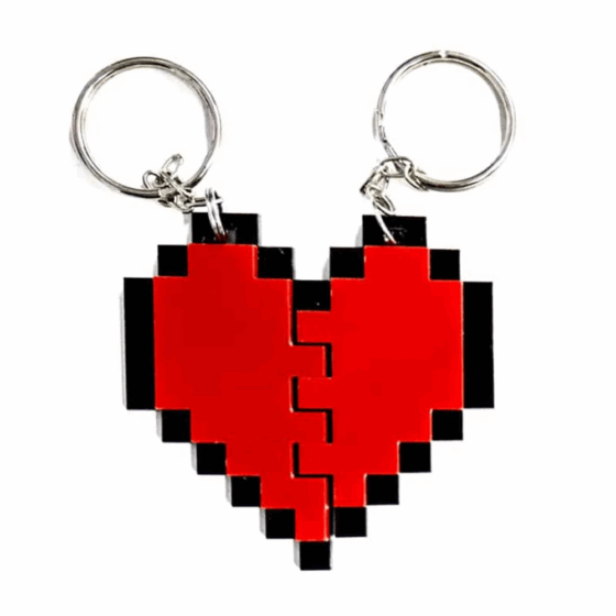 Chaveiro Nerdstore — Nosso Coração 8-Bit